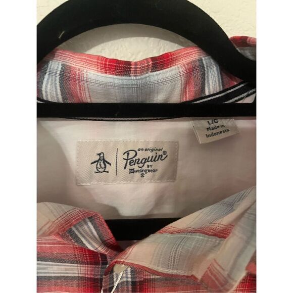 Original Penguin Stretch Checked Shirt - Veiled Rose NEW - Picture 6 of 9